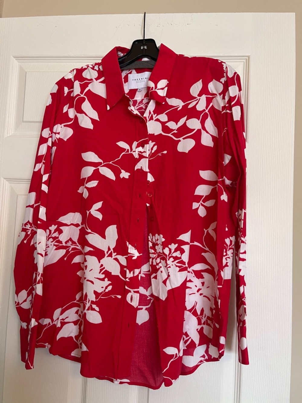 Talbots Red Floral Long-Sleeve Button-Up Shirt